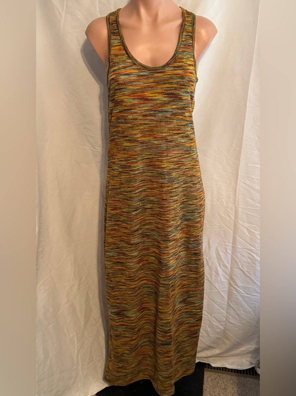 New Feathers Multicolor Sleeveless Light Knit Racerback Fitted Maxi Dress